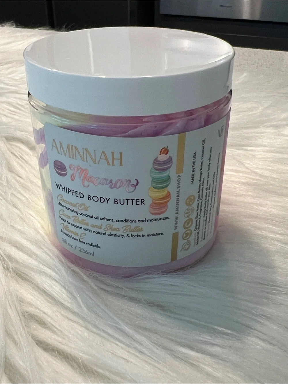 NWT Aminnah Macarons Whipped Body Butter retails $38.00 USD